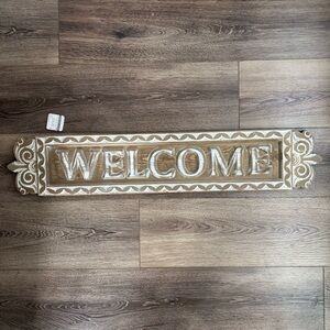⭐️NWT⭐️ Ashland Home Decor, Hobby Lobby, Rustic Brown White Wood Welcome Sign